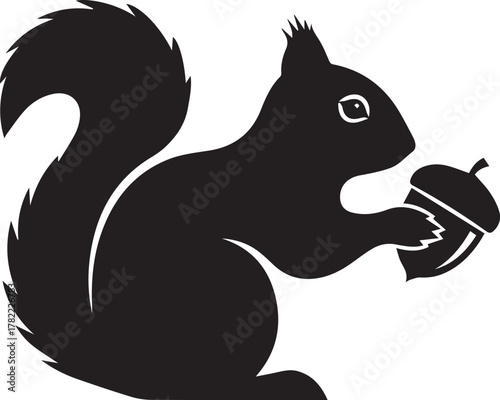 Charming silhouette of a squirrel holding an acorn a delightful woodland creature graphic