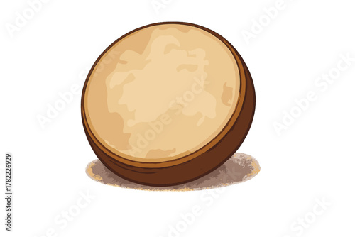 Traditional round frame drum percussion instrument with wooden rim and natural skin head