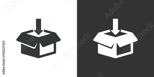 Put in box icon. Solid glyph series icon