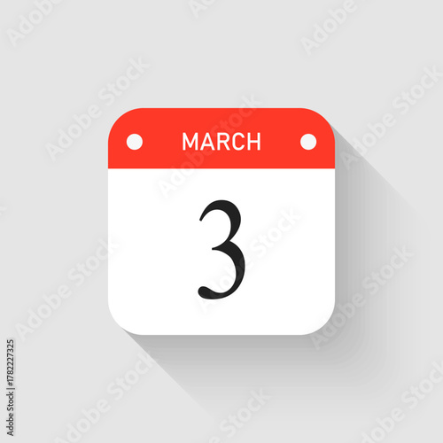 Vector icon page day calendar - 3 March month