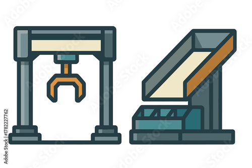 Robotic arm gripper and material sorting conveyor system for industrial automation