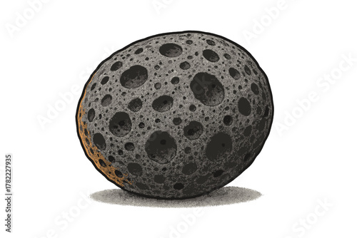 Heavily cratered gray celestial body resembling an asteroid or small moon