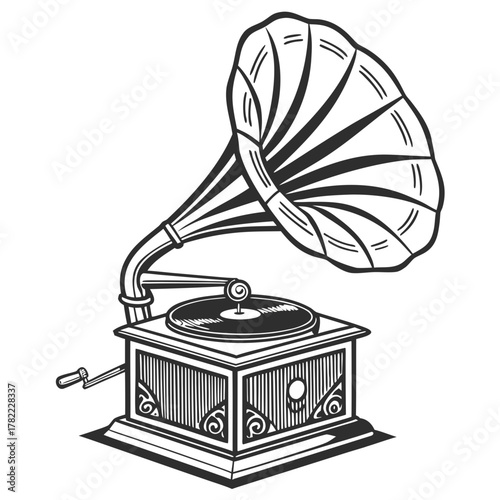 vintage gramophone isolated on white