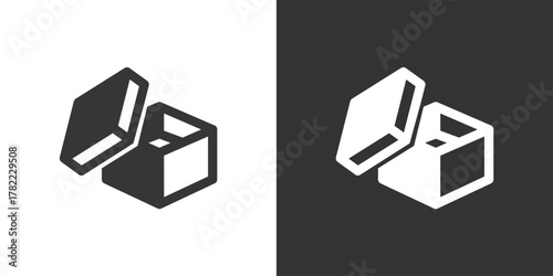 Open gift box icon. Solid glyph series icon