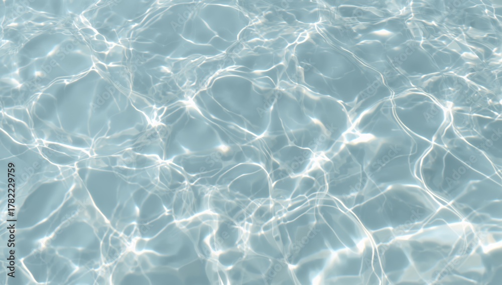 Obraz premium Sunlight shimmering on water surface with textured overlay effect for photos or mockups. Natural soft gray shadow and caustic patterns created by light refraction on waves. Extended banner design