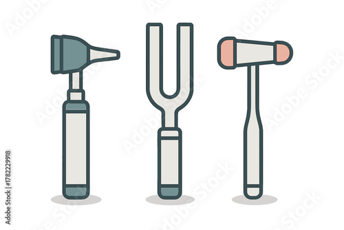 Essential medical instruments set for physical examination and patient diagnosis