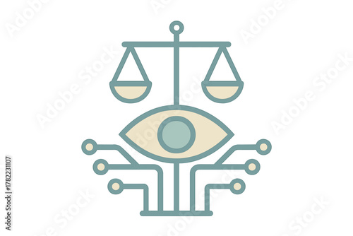 Scales of justice icon symbolizing digital fairness, technology, and ethical regulation