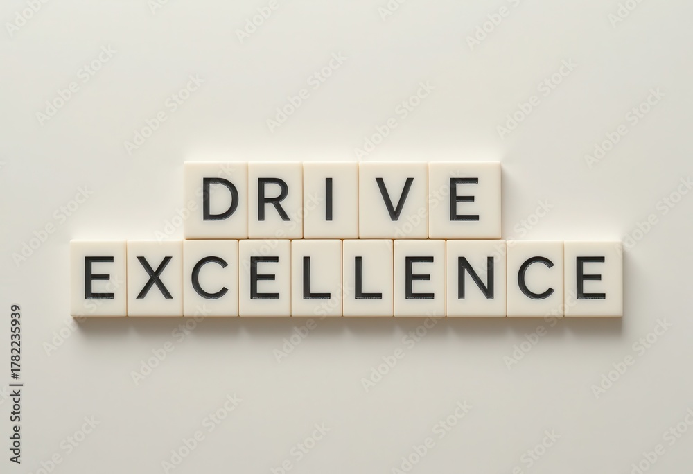 Obraz premium Drive Excellence Message on Light Background with Letter Tiles Displayed
