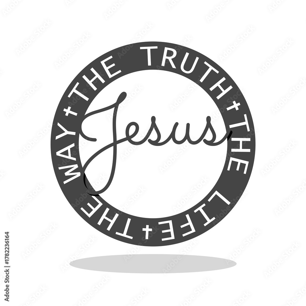 Fototapeta premium Jesus, The way, The Truth, The Life icon with shadow
