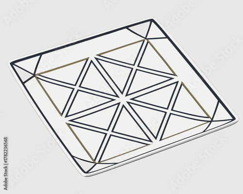 Decorative square plate with geometric pattern