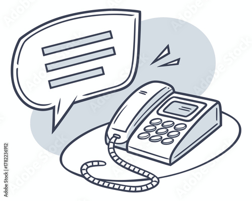 Office phone with speech bubble, vector illustration