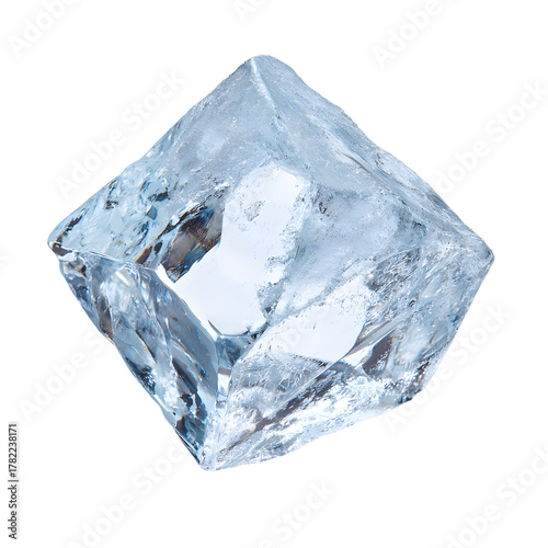 Icy Geometric Prism Isolated on Clean White Background