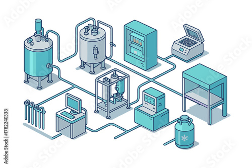 Integrated bioprocessing system setup for pharmaceutical manufacturing and cell culture