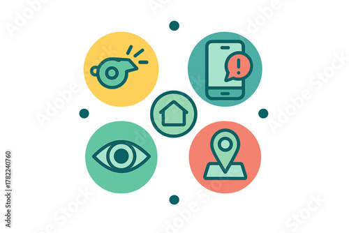 Set of conceptual symbols for security, compliance, reporting, and tracking