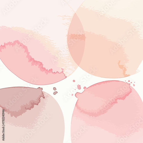 Minimalist Vector Illustration of Watercolor Style Blotches in Soft Pink and Beige Tones in Organic Abstract Design