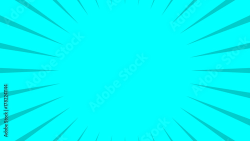cyan comic burst background with blank space
