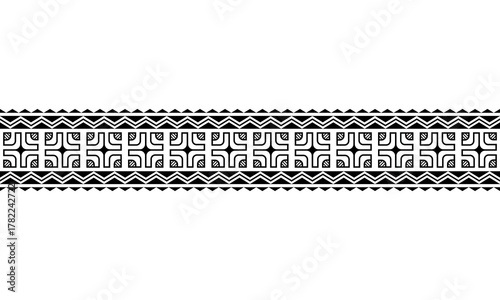Maori polynesian tattoo bracelet. Tribal sleeve seamless pattern vector. Samoan border tattoo design fore arm or foot. Armband tattoo tribal. band fabric seamless ornament isolated on white background
