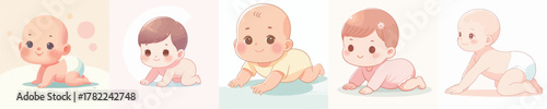 Fotografie Babies are learning to crawl