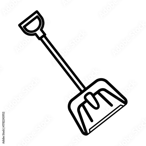 Shovel with long handle on white background  