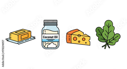 Healthy Fats and Greens Icons of Keto-Friendly Food Choices