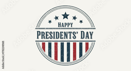 Presidents' Day Celebration Emblem with Stripes and Stars for Patriotic Greetings