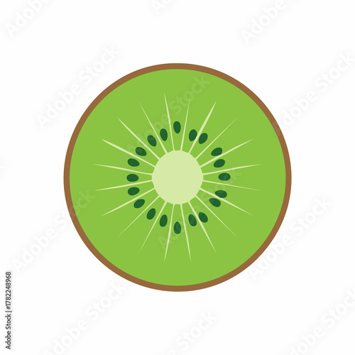 Green kiwi fruit cross section displaying natural freshness and rich vitamin filled appearance