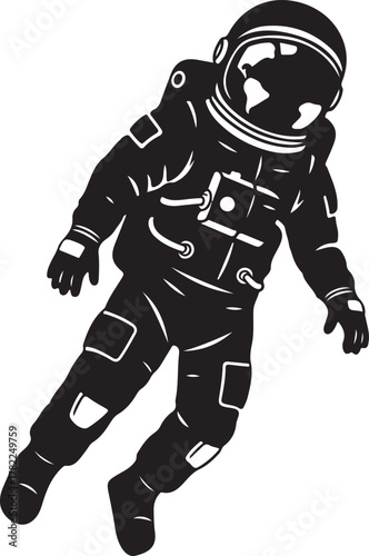 Bold Astronaut in Space Black and White Vector Illustration Design