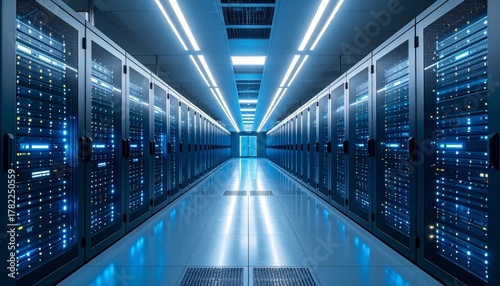 High Fidelity Data Center in the Middle East Featuring Advanced Cybersecurity Equipment with Arabic Signage