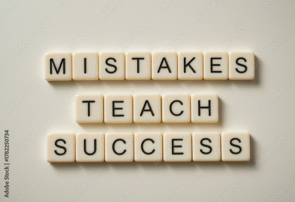 Naklejka premium Inspiring Words on Mistakes and Success in Creative Flat Lay Arrangement