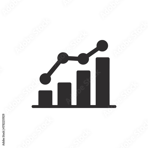 A black graph with a arrow pointing up