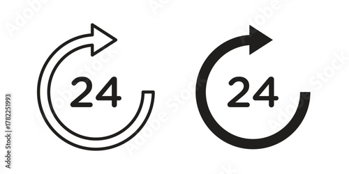 24 Hrs icon pictogram in trendy outline style. icon, sign or symbol.