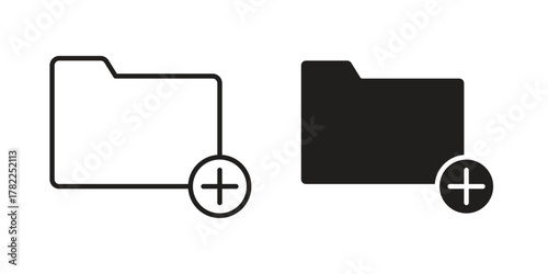 Add folder icon pictogram in trendy outline style. icon, sign or symbol.