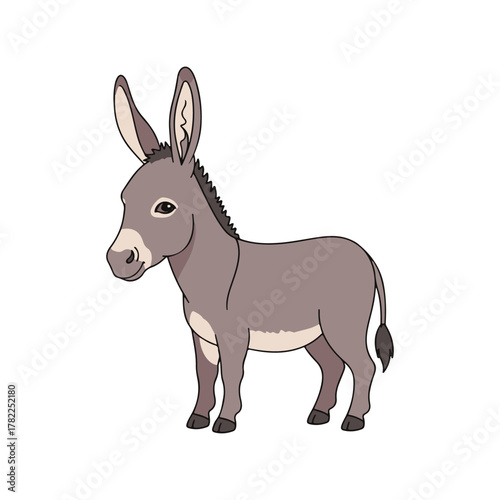 Kawaii Donkey Calm Pastel Donkey with Smooth Fur and Long Ears