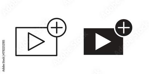 Add video icon pictogram in trendy outline style. icon, sign or symbol.