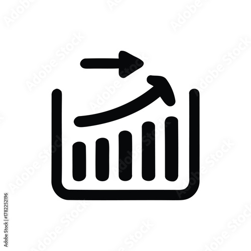 A black graph with a arrow pointing up