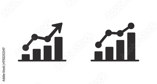 A black graph with a arrow pointing up set