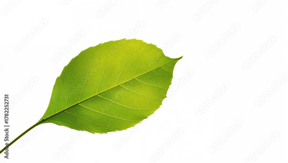 Fototapeta premium Green foliage of the Morus australis tree displayed against a white backdrop, seasonal change