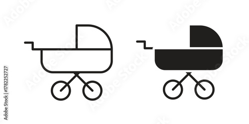 Baby carriage icon pictogram in trendy outline style. icon, sign or symbol.