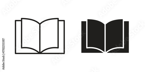 Book icon pictogram in trendy outline style. icon, sign or symbol.