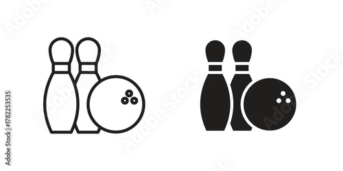 Bowling icon pictogram in trendy outline style. icon, sign or symbol.