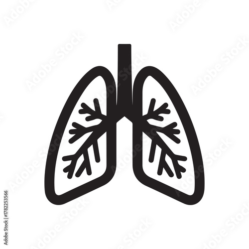 human lung icon organ. science test air art design.