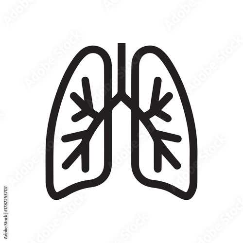 human lung icon organ. science test air art design.