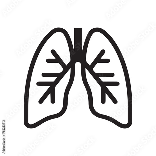 human lung icon organ. science test air art design.