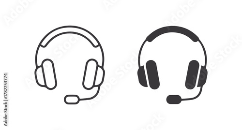 A black headphones with a microphone set