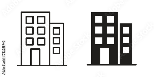 Building icon pictogram in trendy outline style. icon, sign or symbol.