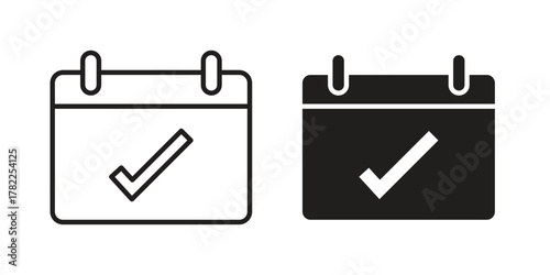 Calendar check icon pictogram in trendy outline style. icon, sign or symbol.