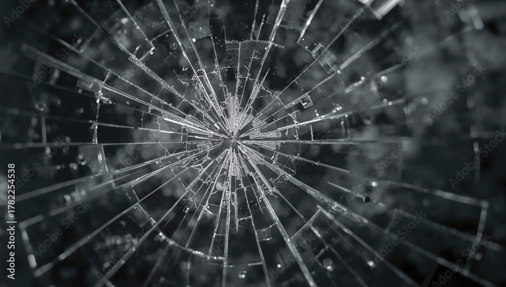 Fototapeta premium Fragmented glass exhibiting a textured surface, potential safety hazard