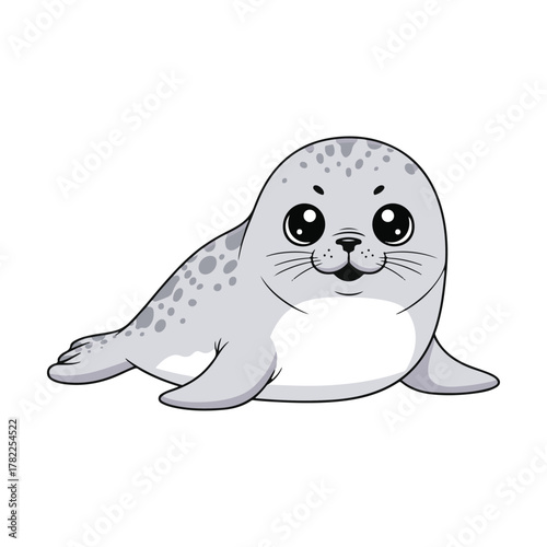 Kawaii Seal Pup Soft Baby Seal with Smooth Curves and Gentle Look