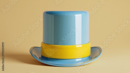 Inflatable hat in sky blue with yellow band
