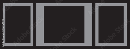 set of three vintage Polaroid / instant photo frames in different formats  .Blank photo frame design,
